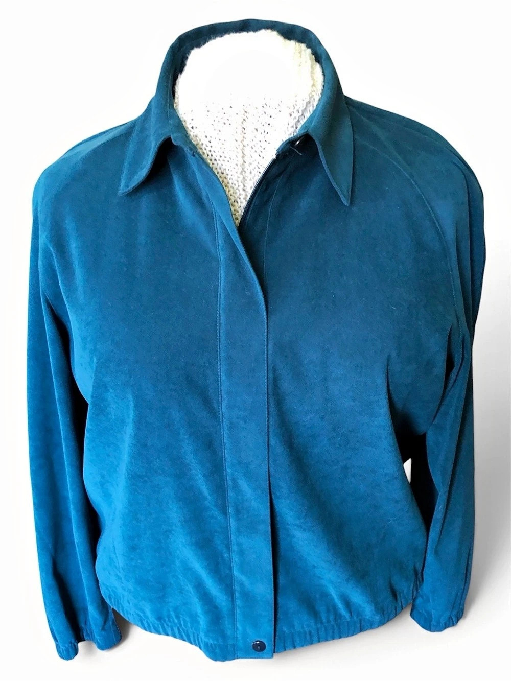 Tan Jay Teal Faux Suede Jacket